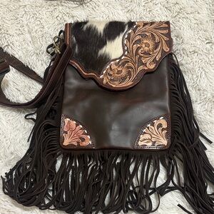 Dark brown western crossbody
